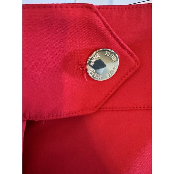 Anne Klein Slim Ankle Pants SZ 14 Red Barbados Cherry Stretch Front Zip Trousers - Picture 4 of 7